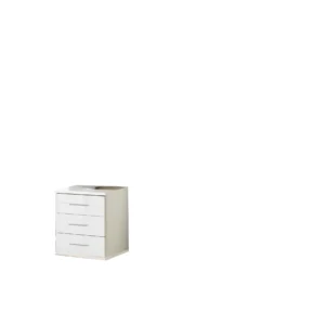 Tesoro White And white Gloss 3 Drawer bedside 46 CM Wide