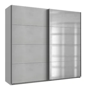 Tesoro white And light grey 2 door sliding wardrobe 225 CM Wide