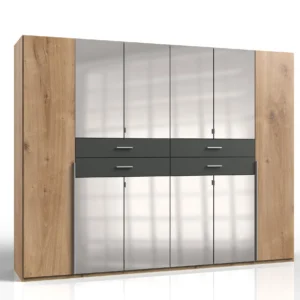 Tesoro planked oak And graphite 6 door wardrobe 270 CM Wide