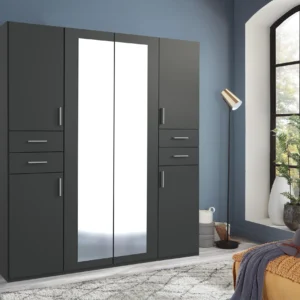 Tesoro Graphite 4 DOOR Wardrobe 180 CM Wide