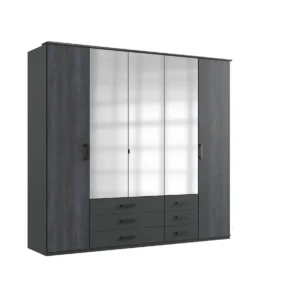 Tesoro Graphite 5 Door Wardrobe 225 CM Wide