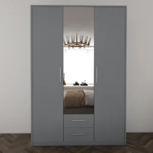 Tesoro Grey 3 door wardrobe 120 CM Wide