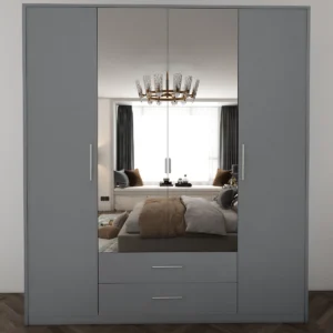 Tesoro Grey 4 Door Wardrobe 180 CM Wide