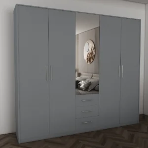 Tesoro Grey 5 Door Wardrobe 200 CM Wide