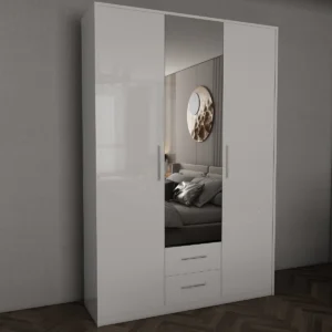 Tesoro Gloss White 3 door 120cm wardrobe 120 CM Wide
