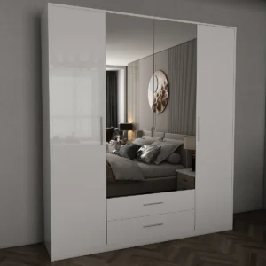 Tesoro Gloss white 4 Door 180cm Wardrobe 180 CM Wide