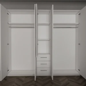 Tesoro Gloss white 5 door 200cm wardrobe 200 CM Wide