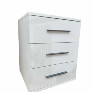 Tesoro Gloss White 3 Drawer Bedside 45 CM Wide