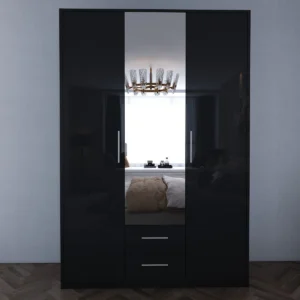 Tesoro Gloss Black 3 door 120cm wardrobe 120 CM Wide