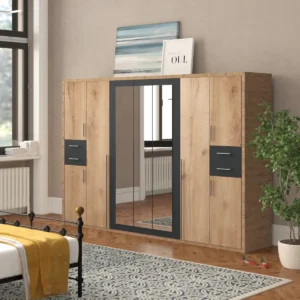 Tesoro 9 door wardrobe 3 mirrors and 4 drawers 313 CM Wide