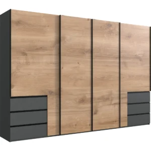 Tesoro Guardino 4 Door  6 drawer Wardrobe level up oak 350 CM Wide