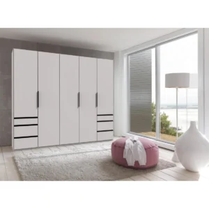 Tesoro Guardino 5 Door Wardrobe WHITE 250 CM Wide