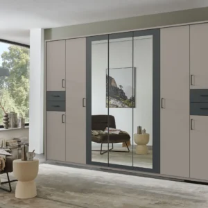 Tesoro 7 DOORS Grey sahara, drawers + appl. graphite - handles black 313 CM Wide