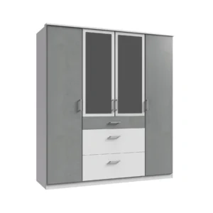 Tesoro White And Grey 4 Door Wardrobe 180 CM Wide