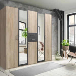 Tesoro Graphite 5 Door wardrobe 225 CM Wide