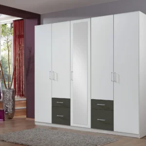 Tesoro Graphite 5 Door Wardrobe 225 CM Wide