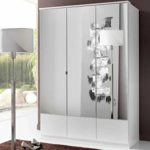 Tesoro White 3 Door  wardrobe 135 CM Wide