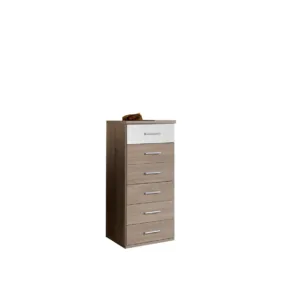 Tesoro slim chest oak and gloss white 46cm Wide