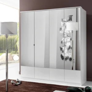 Tesoro White 4 Door Wardrobe 180 CM Wide