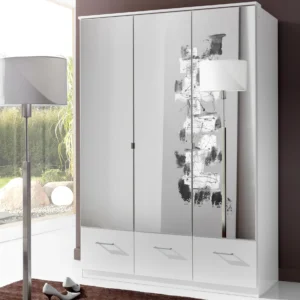 Tesoro White 3 Door 3 Drawer Wardrobe 135 CM Wide