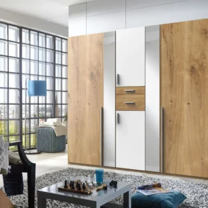 Tesoro planked oak 5 Door Wardrobe 225 CM Wide