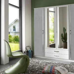 Tesoro Grey 4 Door Wardrobe 180 CM Wide