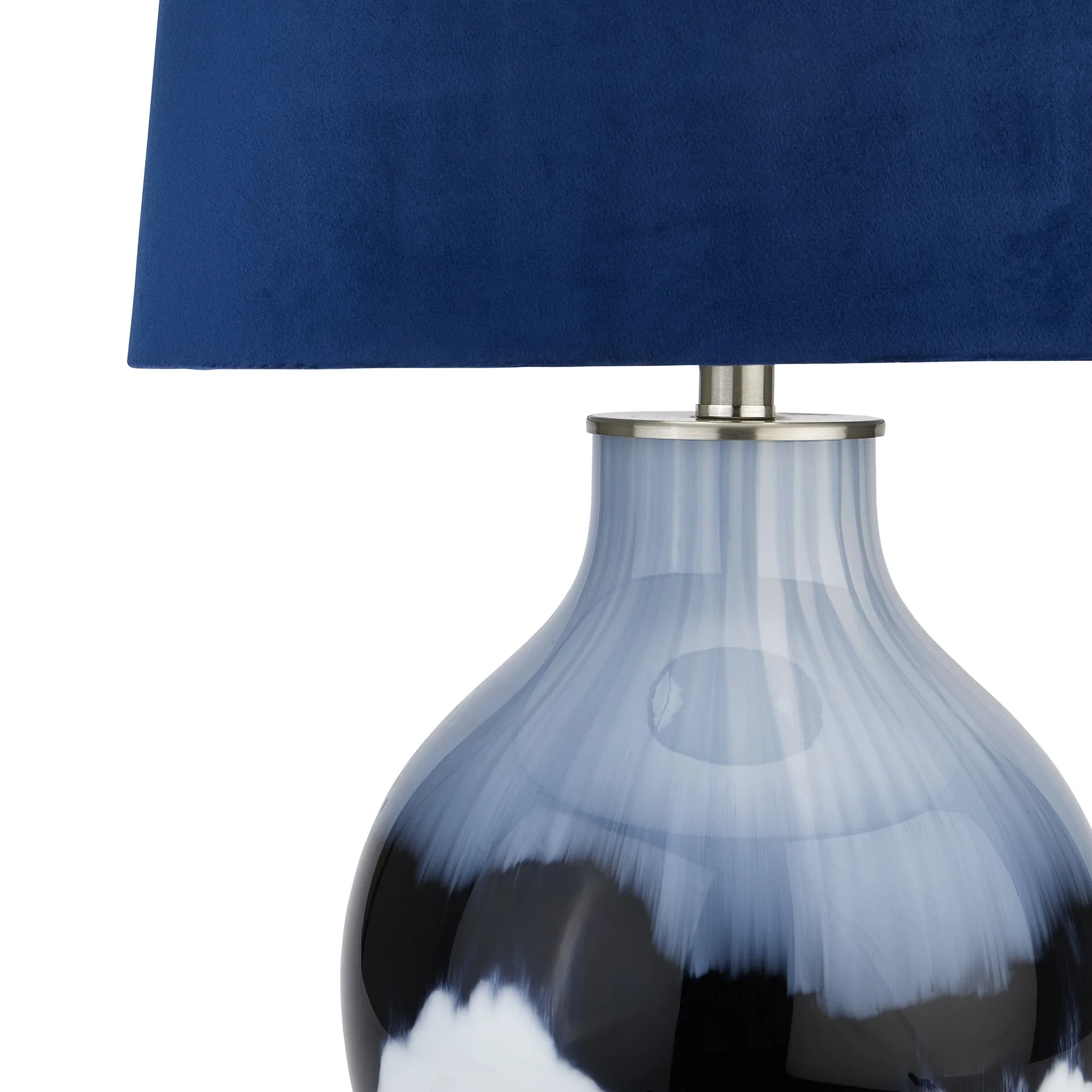 Arctic Elegance Table Lamp with Midnight Blue Silk Shade