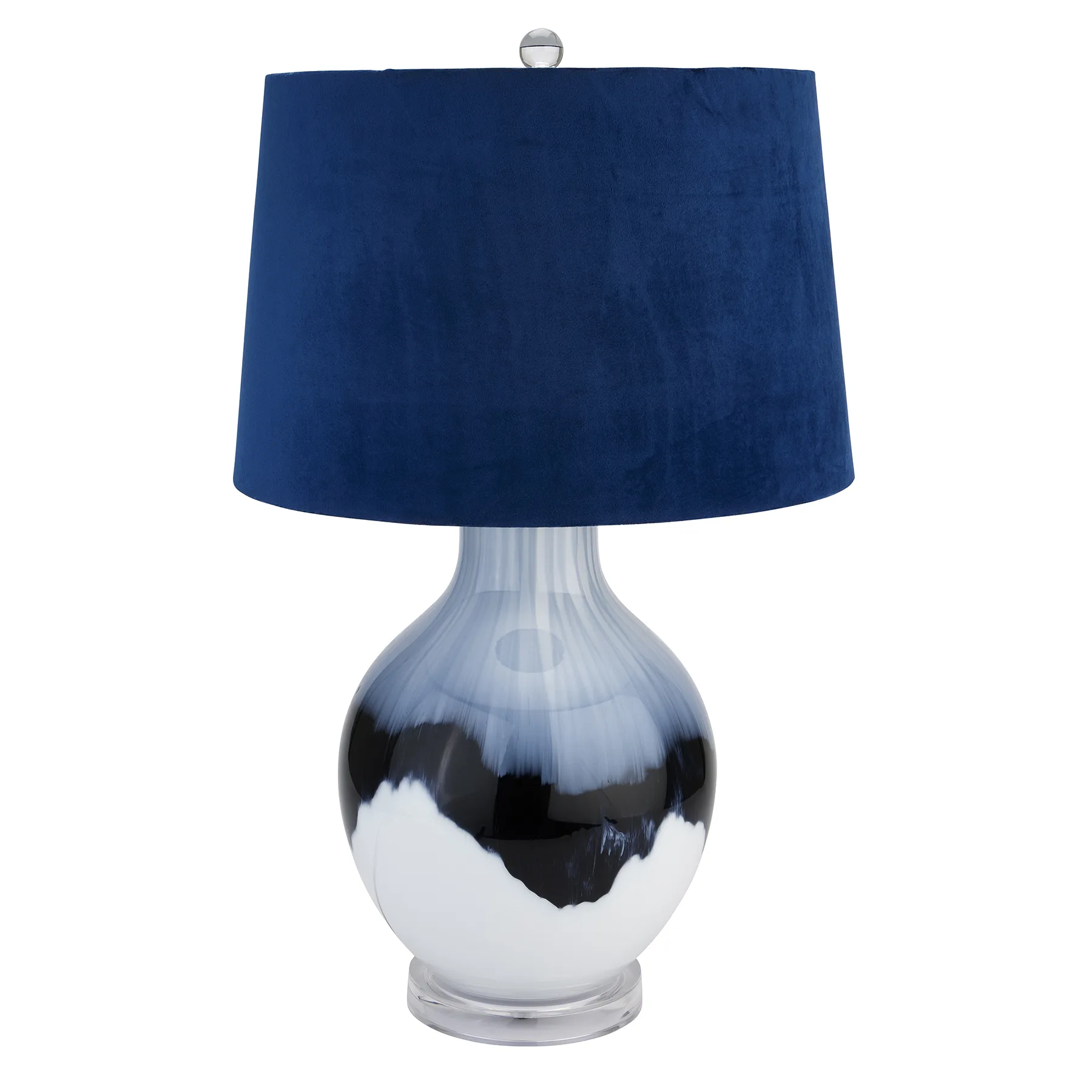 Arctic Elegance Table Lamp with Midnight Blue Silk Shade