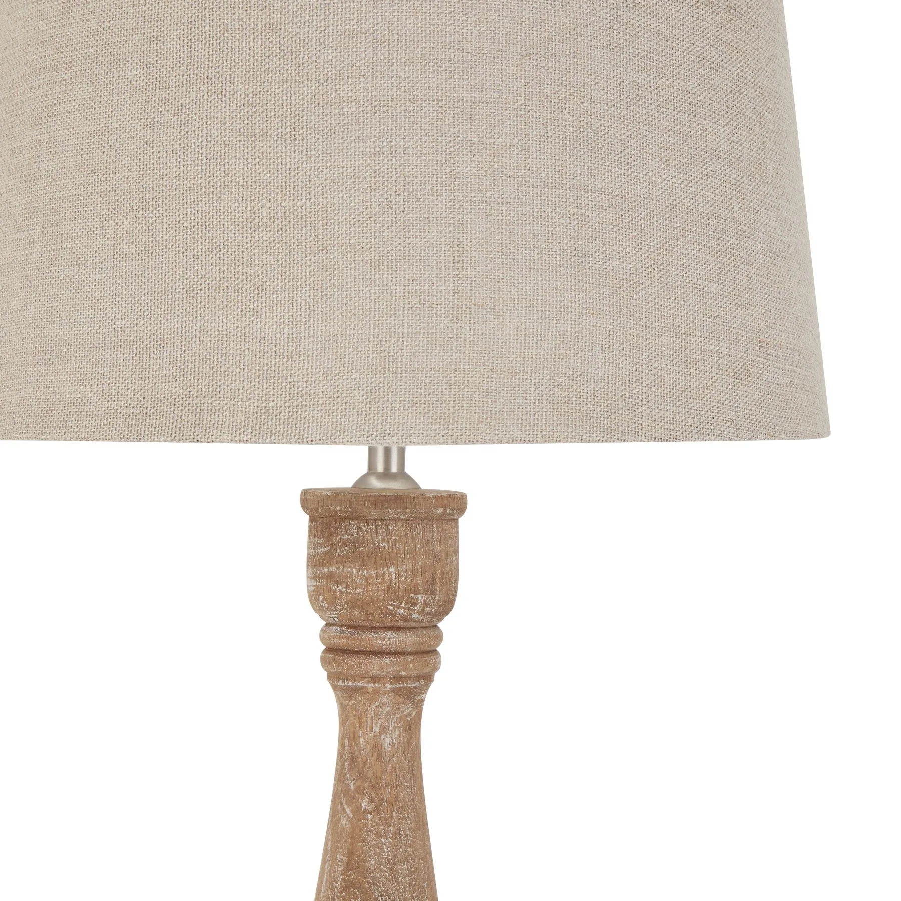 Delaney Artisan Candlestick Lamp in Natural Wash with Luxe Linen Shade