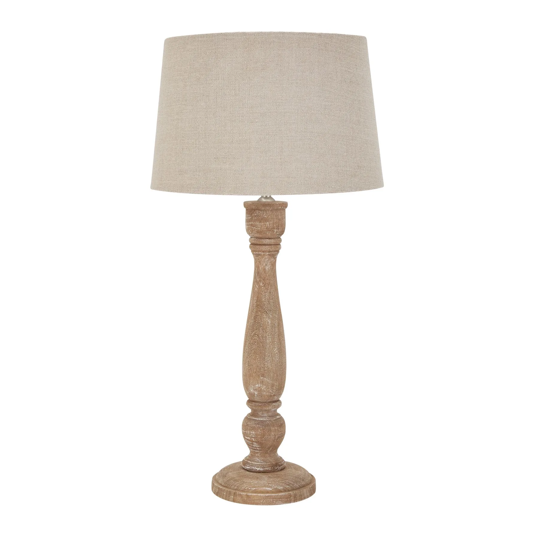 Delaney Artisan Candlestick Lamp in Natural Wash with Luxe Linen Shade