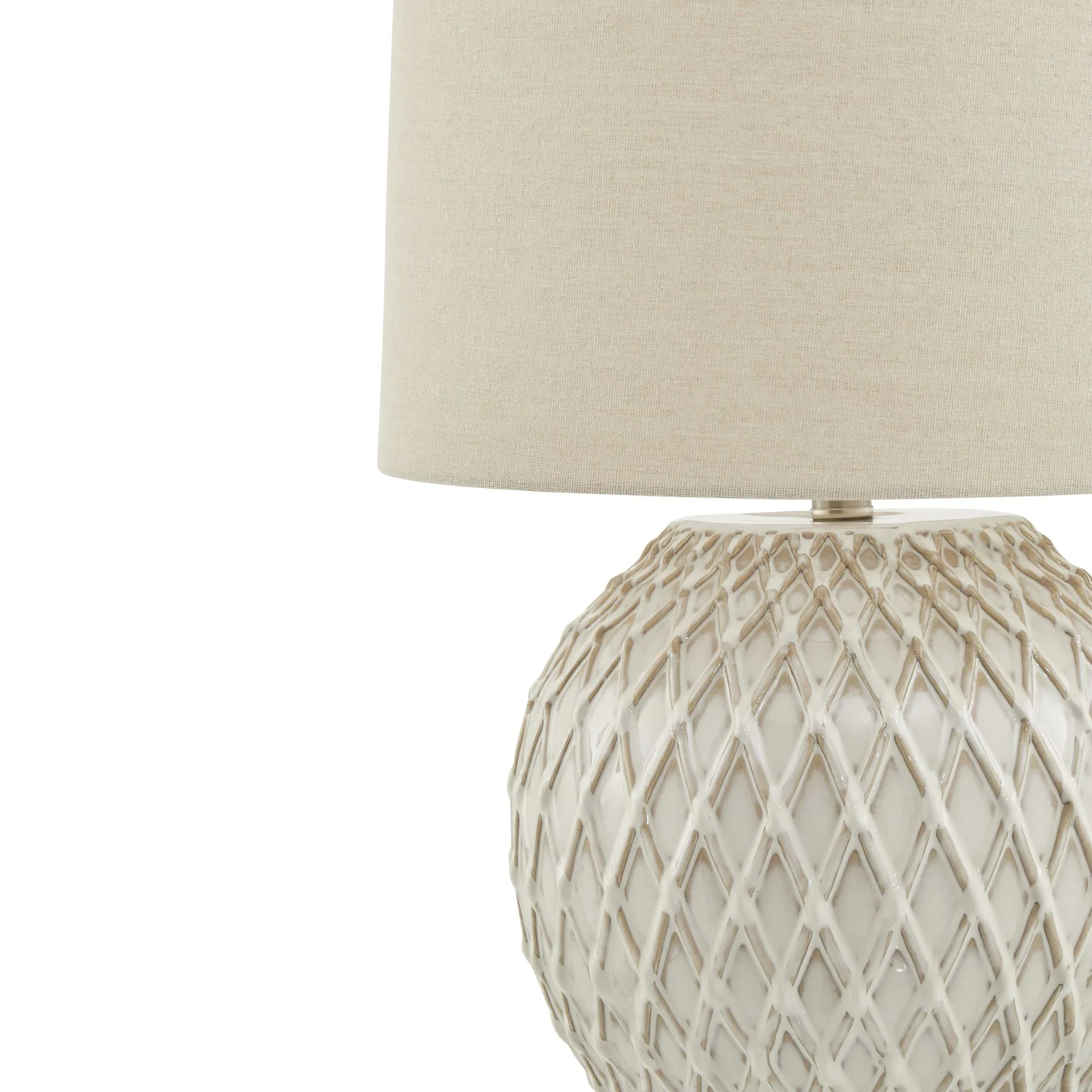 Opulent Lattice Ceramic Table Lamp with Premium Linen Shade