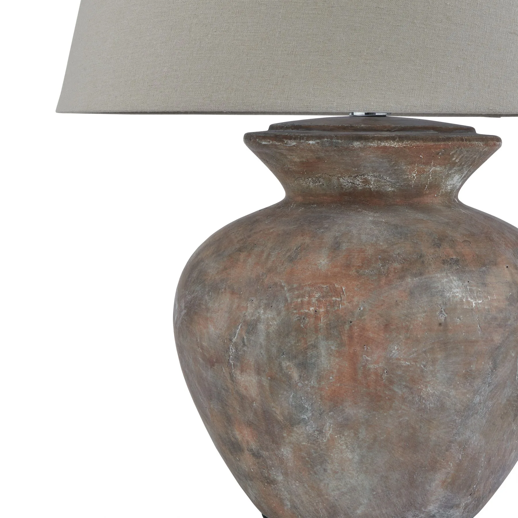Siena Brown Artisan Round Table Lamp with Premium Linen Shade
