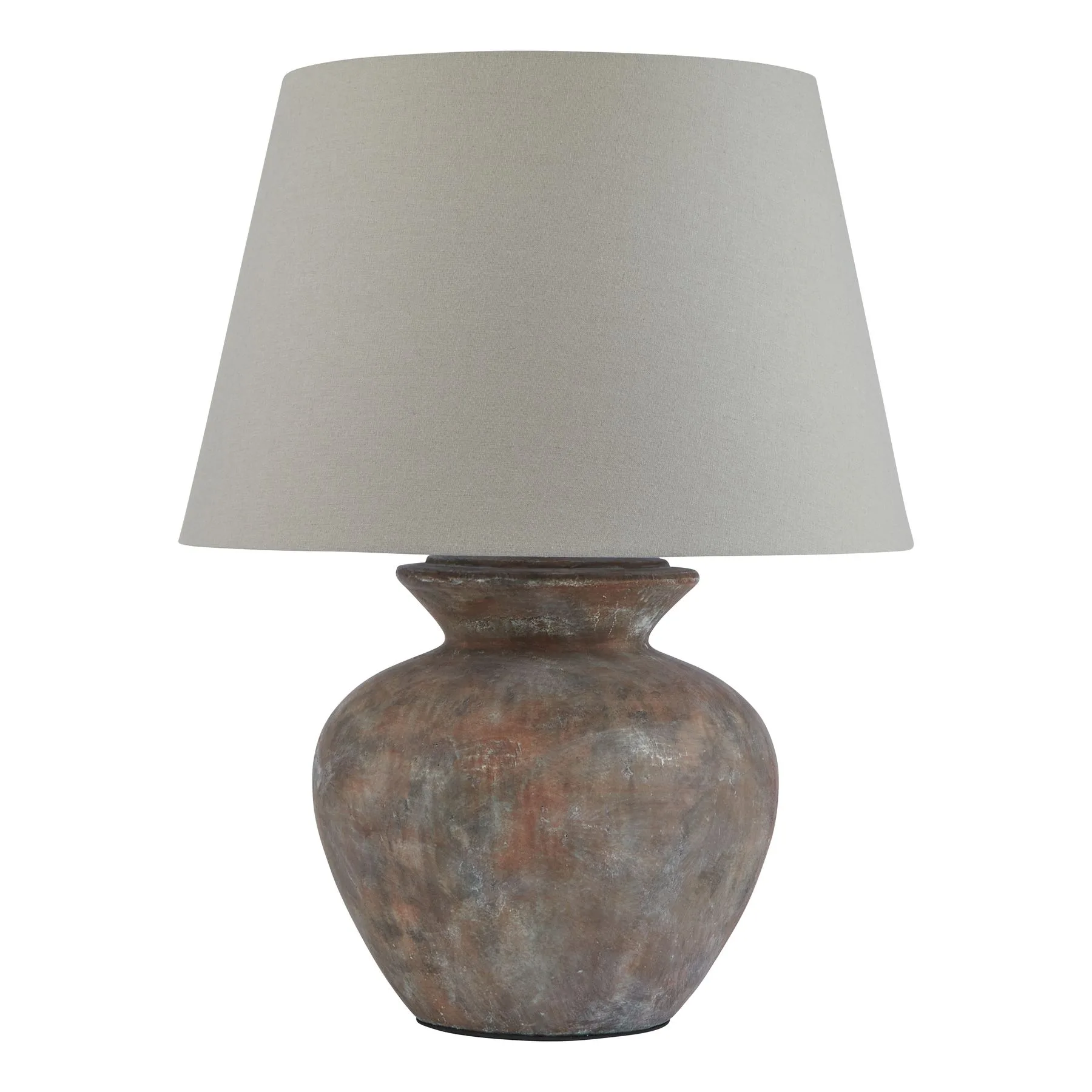 Siena Brown Artisan Round Table Lamp with Premium Linen Shade