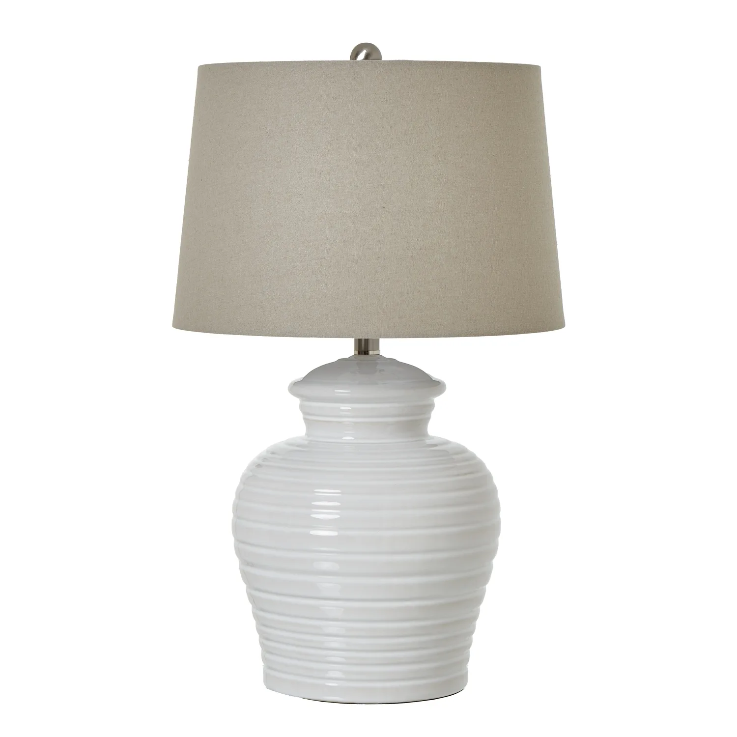 Ivory Porcelain Table Lamp with Luxe Linen Shade