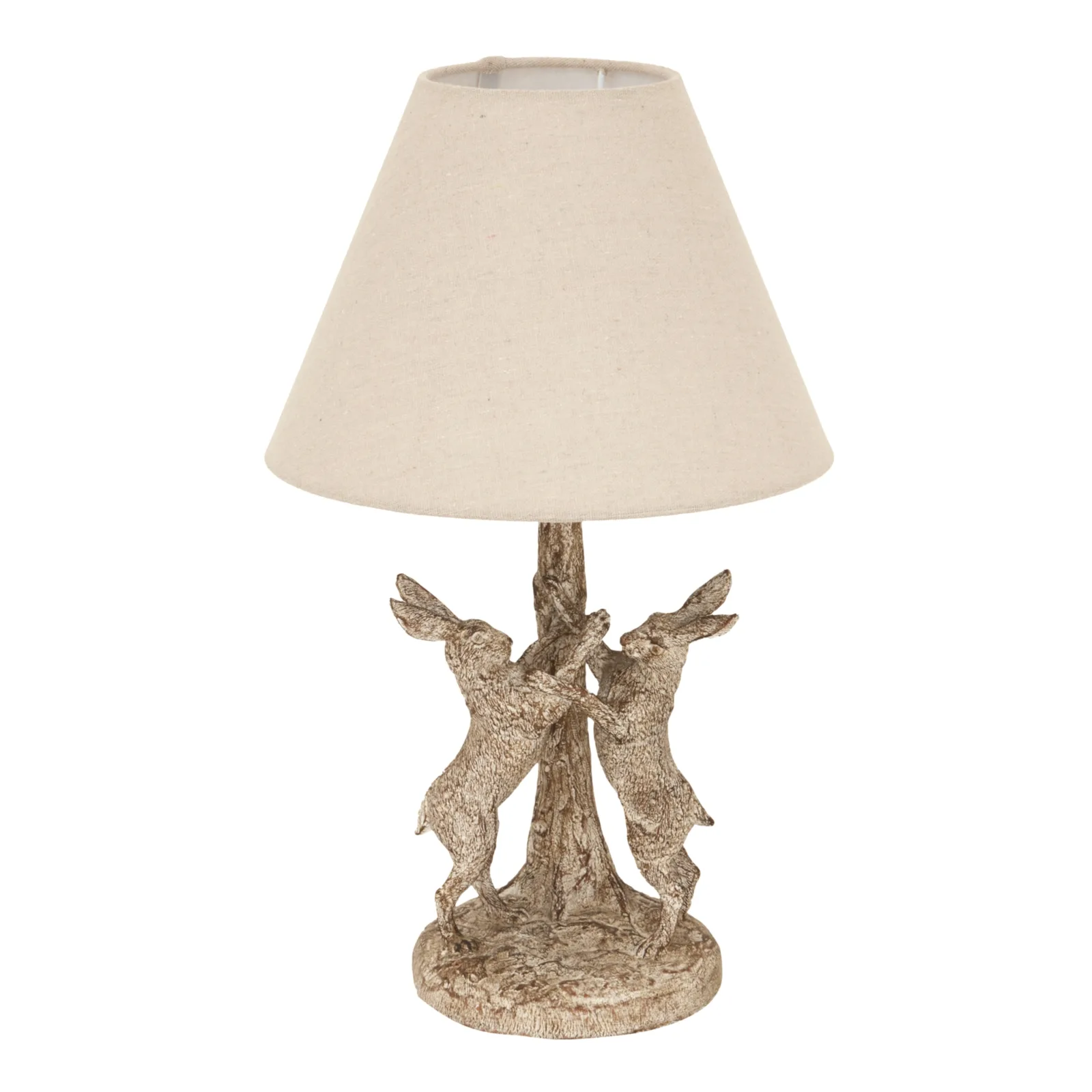 Stonewashed Hare Sculpture Table Lamp with Premium Linen Shade