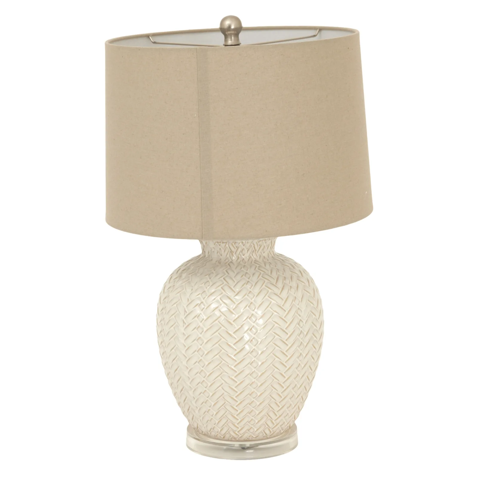 Artisan Twill Ceramic Table Lamp with Luxe Linen Shade