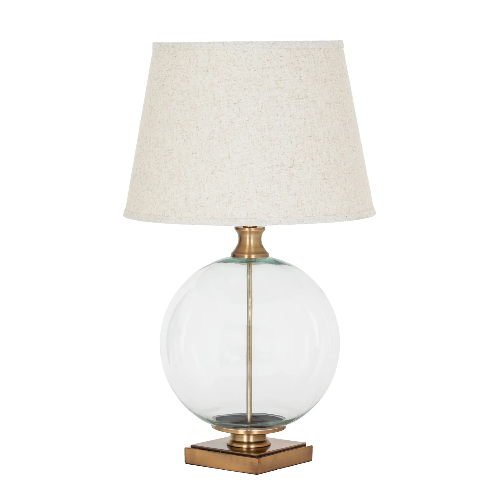 Lunel Crystal Orb Table Lamp with Handcrafted Linen Shade