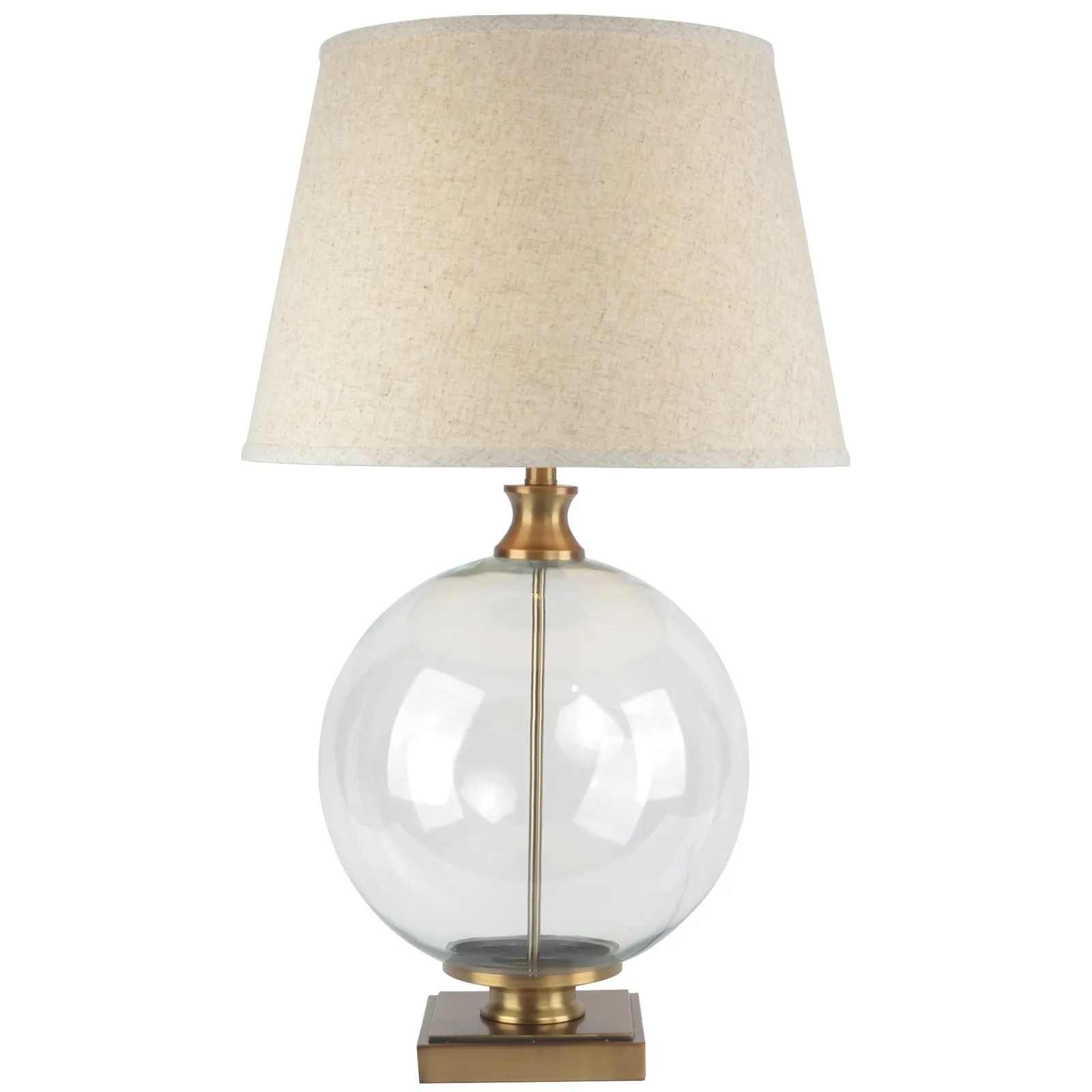 Lunel Crystal Orb Table Lamp with Handcrafted Linen Shade