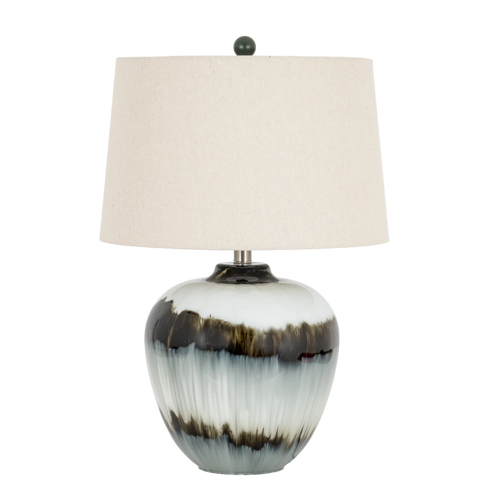 Noir Elegance Table Lamp with Fine Linen Shade